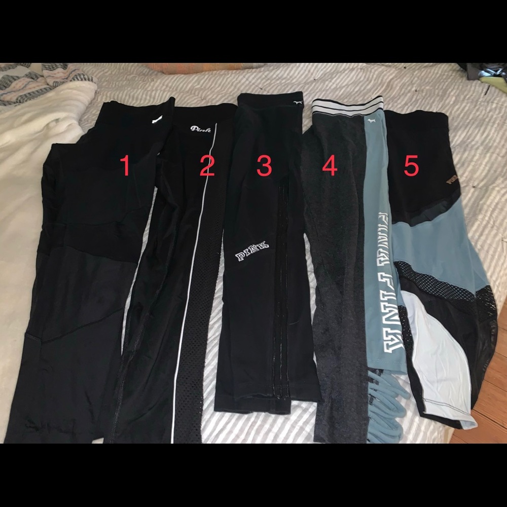 Lot of 5 Victoria Secret Pink Leggings! Size Large